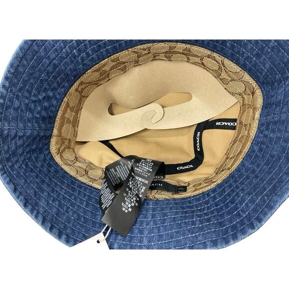 Coach Womens M/L 100% Cotton New York Denim Blue Bucket Hat NWT MSRP $128 - Picture 6 of 10